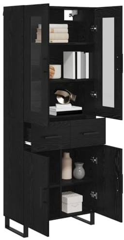 vidaXL Highboard 2 STK. Schwarz Eichen-Optik 69,5 x 34 x 180 cm
