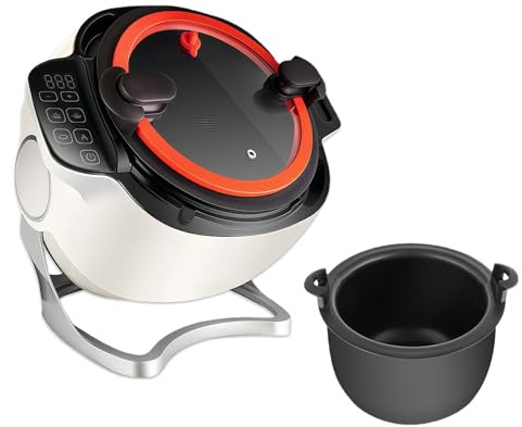 Glowdora Professionelle Küchenmaschine, 6 Liter, Automatische Kochmaschine | Multifunktionale Wok-Maschine Zum Braten, Schmoren Und Kochen | 360°-Drehung 220V