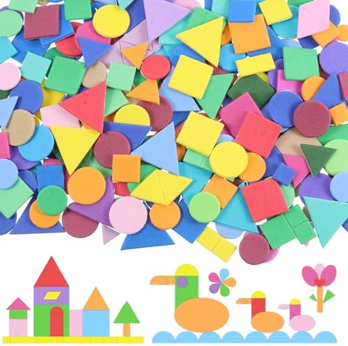 PacuM 1500 Piezas Goma EVA Adhesiva Coloridas Pegatinas Scrapbooking Patrón Geométrico Desarrolla Habilidades Prácticas y Estimula Creatividad para Manualidades Fiestas Artes Tarjetas