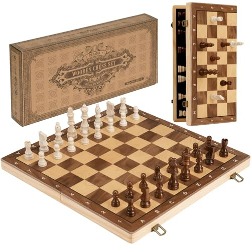 Peradix 39CM Große Schachspiel aus Holz - Klappbares Magnetisches Schachbrett Holz Hochwertig – Schachbrett für Anfänger und Kinder ab 6 Jahren- Geschenk für Jungen und Mädchen