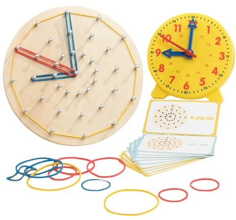 Kinderuhr - Puzzlebrett aus Holz, praktisches Lernspielzeug, interaktive Uhr zum Üben des Erzählens | Lernuhr für RA