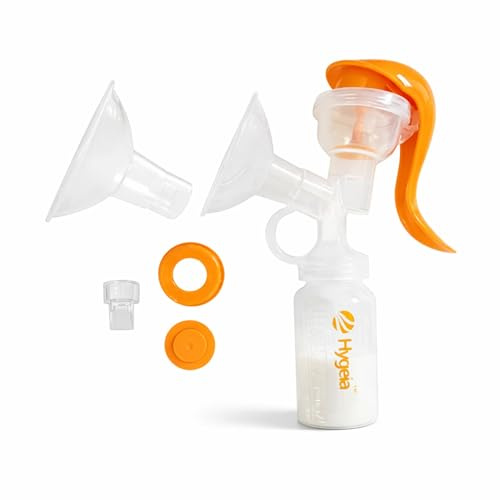 Hygeia Manual Breast Pump | One-Hand Use | Lightweight & Portable | BPA-Free | Comfortable, Quiet Suction | Includes 24mm & 28mm Flanges