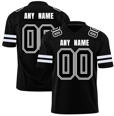 Personalisiert American Football Trikot, Sport-T-Shirt, Personalized Name &Number, Schnelltrocknend, Atmungsaktiv, für Herren Damen Jugend S ~ 7XL Personalisierbar oder Blanko