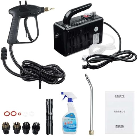 Limpiador a vapor, Máquina de limpieza vapor alta presión for aire acondicionado Coche móvil Limpiadores for casas Desinfector esterilización Para pisos y coche(Nero)