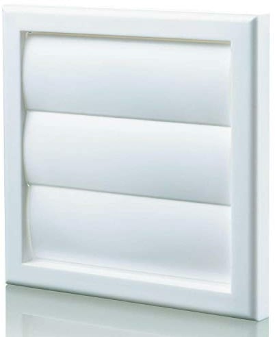 Blauberg White Gravity Grille 100 mm - 4 inch External Ducting Air Vent with Round Spigot and Non-Return Gravity Shutters for Kitchen Ceiling Extractor Fans Bathroom Ventilation Duct Fan Cover