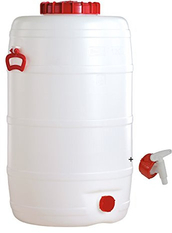 Graf Getränkefässer Saftfässer Kunststoffässer 10-500 Liter (Graf Getränkefass Rund 120 Liter mit Auslaufhahn NW 10)