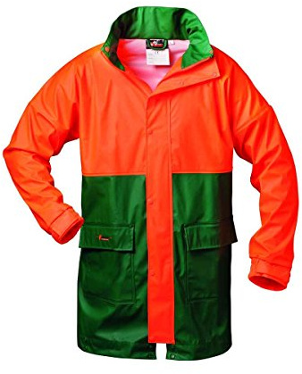PU-Stretch Forst- Regenjacke PAPPEL grün/orange Gr.