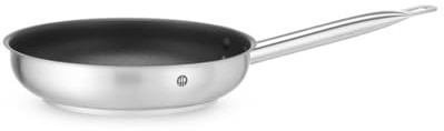 HENDI Bratpfanne, mit Antihaftbeschichtung, geeignet für alle Herdarten, flacher Boden, hitzebeständiger Griff, Aufhängeöse, Universalpfanne, ø240x(H) 50mm, Edelstahl, Aluminium