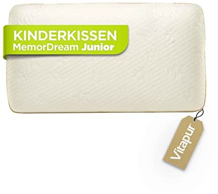 VITAPUR MemoDream Junior Kid's Kissen, Memory-Schaum, hypoallergen, weich, waschbar, Ökotex-100, ab 3 Jahren, 30 x 50 x 9 cm, Verpackung kann variieren