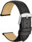 WOCCI 21mm Vintage Leder Uhrenarmband mit Edelstahl Silber Schließe (Schwarz)