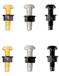 Plastic Number Plate Screws Yellow Black White Nuts & Bolts Fixings Fittings Fixer by BEK-FIX