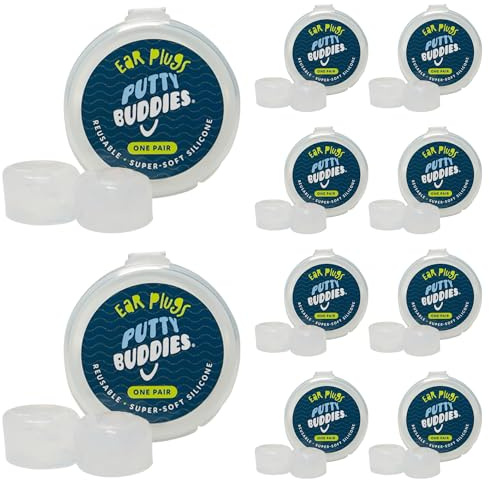 Putty Buddies Super Soft Comfortable Original Swimming Earplugs for Kids (Block Water) 10-Pair Clear