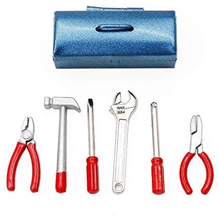 Odoria 1/12 Scale Dolls House Miniature Toolbox with 6Pcs Tools Dollhouse Accessories