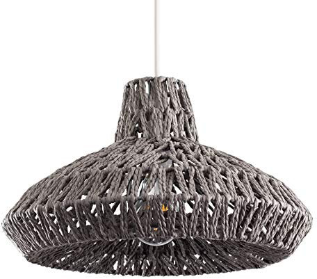 MiniSun | Natural Woven Ceiling Pendant Light Shade Weave Rope Lampshade | Pendant Lights, Home Décor & Improvement Essential | Includes Bulb [2700K Warm White] | 350mm Shade Width