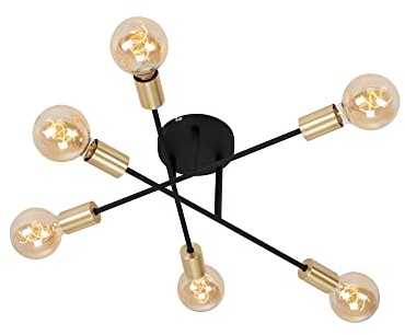 BRILONER - Deckenlampe Vintage, E27 Fassung, max. 60 Watt, Deckenleuchte, Lampe, Wohnzimmerlampe, Schlafzimmerlampe, Küchenlampe, Deckenstrahler, Flurlampe, Retro, 55,5x19,5 cm, Schwarz