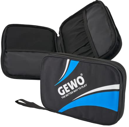 GEWO Doppelhülle Master - Tischtennisschläger-Hülle für 2 Schläger - Nylon Tischtennis-Tasche mit gepolsterten Schlägerfächern - Rundum-Schlägerschutz mit Trageschlaufe, 32cm blau
