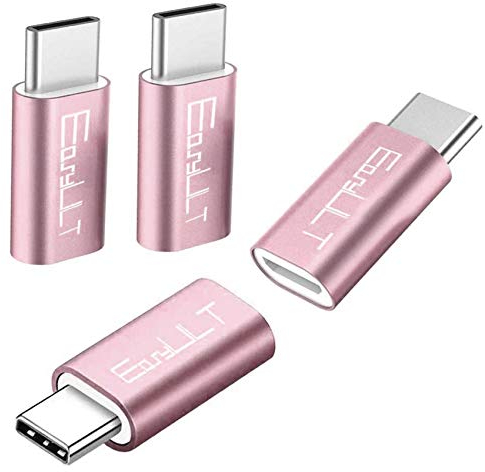 EasyULT Adattatore USB C a Micro USB [4 Pack], USB C Adapter USB Type C Adattatore Connettore per Galaxy S8/S8+,Hua wei P10 Plus/Honor 8,LG G6 e Altri Dispositivi USB C (Oro rosa)