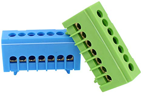 N Klemmen PE Klemme für Hutschiene Sammelklemmen 7-15 polig 16mm² fingersicher (7-Polig Blau - Grün)