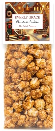 Everly Grace Popcorn Christmas Cookies Popcorntüte | Festliches Popcorn mit feinen Spekulatiusgewürzen und süßem Karamellsirup aus unserer Augsburger Manufaktur