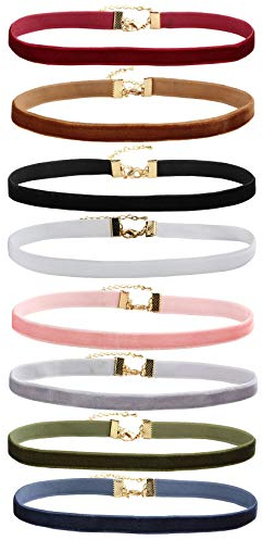 JJDreams Velvet Chokers Schwarz Band Choker Halskette für Damen Mädchen, 8 Stück Classic Gothic Tattoo Lace Choker