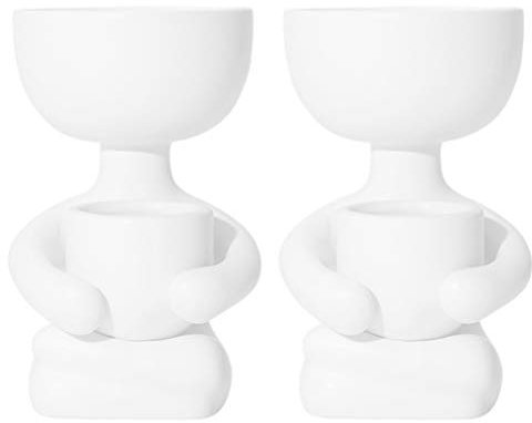 2 Piezas Figura Maceta De Cerámica Plantas De Aire Linda Maceta De Animales Macetas Titulares De Plantas De Dibujos Animados Mini Jardinera Simple Cactus Titular De La Pluma