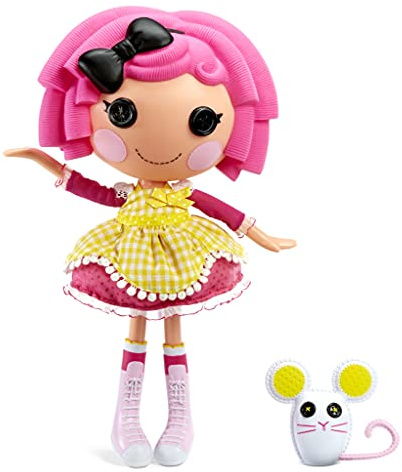 Lalaloopsy Puppe Crumbs Sugar Cookie mit Haustier Mouse- 33 cm Bäckerin Puppe mit Rosa & Gelbem Outfit & Schuhen, im wiederverwendbaren Haus-Spielset, für Kinder ab 3 Jahren - Exklusiv bei Amazon