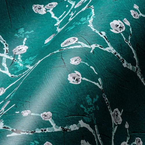 A.S. Création Mandelblüte Tapete Blumen Petrol Grau Weiß PintWalls 387394 Vliestapete Floral 10,05x0,53m Made in Germany