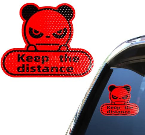 Hitburu Mantieni la Distanza Adesivi per Auto Riflettenti,Adesivi Riflettenti Panda creativi - per la Decorazione di avvertenza di Sicurezza per Veicoli ad Alta visibilità, Impermeabili