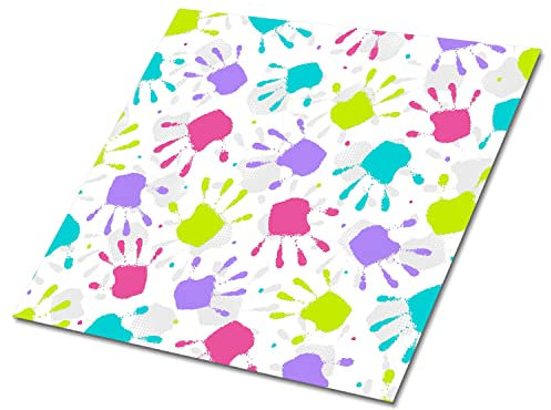 Decormat Selbstklebende Vinylfliesen Dekoartikel Aufkleber Mehrfarben Satz von 9 Fliesen - 30x30 cm Wandfliesen für die Küche Bodenbeläge PVC Fliesenaufkleber - Handabdrücke