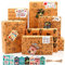 MAMUNU Geschenkpapier Geburtstag, 7Blatt Kraft Geschenkpapier Set mit Aufkleber Papierseil - Stern Dino Liebe- Geschenkpapier Kinder, Braun Geschenk Papier für alle Geburtstagsanlässe, 70x50 cm