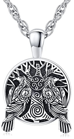 Krähe Halskette 925 Sterling Silber Wikinger Herren Anhänger Wikinger kette Amulett Schmuck Geschenke für Damen und Herren