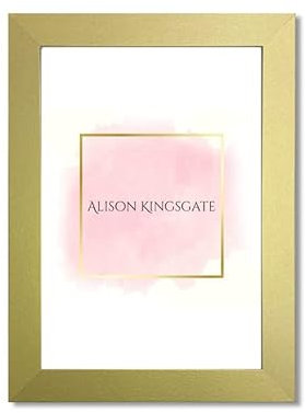 Alison Kingsgate 7X5 Gold Photo Frame - Engineered Wood Picture Frame with Shatter Perspex Front – Ideal for Certificates & Artwork - Wall Hanging or Tabletop - Multiple Sizes & Colors Available