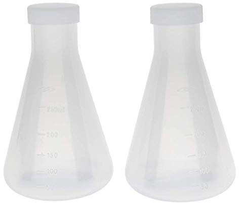 Nvanvmm Laboratory Graduated Plastic Conical Flask, Measurable, Thick Wall, Two Bottles of 250Ml