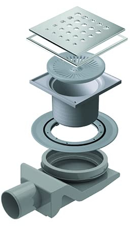 Duschrinne, quadratisch, Ecke, 15 x 15 cm, Abfluss, Kunststoff, für die Dusche und Waschbecken