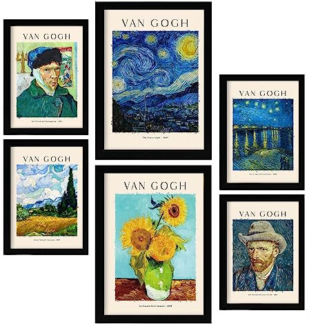 Nacnic Van Gogh Posterblatt. Malergalerie. Dekorative Gemälde für Ihr Wohnzimmer, Schlafzimmer, Zuhause. Wandkunstdrucke. Größen A4 und A3