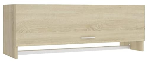 vidaXL Kleiderschrank Kleiderstange Wandgarderobe Schlafzimmer Hängeschrank Wandschrank Garderobenschrank Garderobe Sonoma-Eiche 100x32,5x35cm Holzwerkstoff