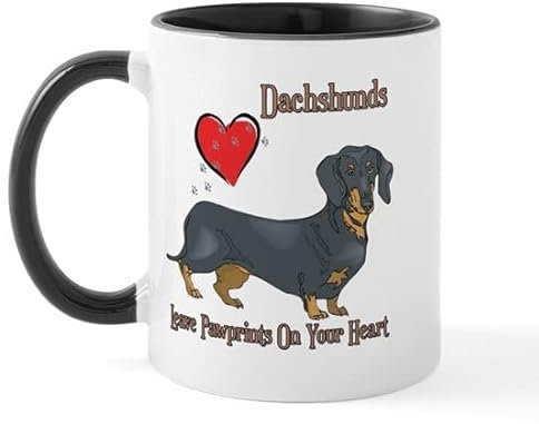 BAAROO Taza de café de cerámica con diseño de perro salchicha, taza de té de 11 onzas