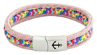 Original Segeltau Armband Tidewisp | Unisex | Edelstahl Sicherheits-Magnetverschluss | Anker Gravur | Surfer Armbänder | Paracord | 8 mm Durchmesser | Handmade | (21.00, Wave-Rider)