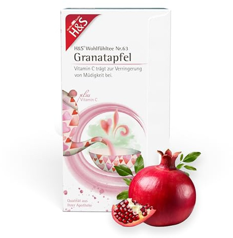 H&S Granatapfel mit Vitamin C Tee: Fruchtig-angenehmer Granatapfeltee, 20 x 2,7 g