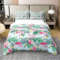 richhome Rosa Flamingo 100% Natur Baumwolle Bettwäsche Set 135x200 Tropische Tiere Aquarell Blumen Bettbezug mit 1 Kissen Sham Green Palm Leaves Tröster Bezug