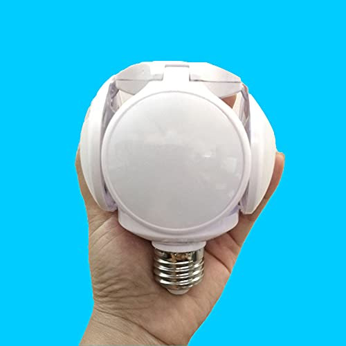 Cymwer Deformable Lights Fan Blade Folding Bulbs UFO Ball Lamp Spotlight Light Modern E27 LED Football Bulb for House Garage (90mm白壳( 迷你款) 220V)