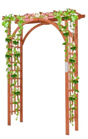 GOPLUS Arche de Jardin en Bois pour Plantes ou Fleurs Grimpantes, Arche en Treillis à Rosiers pour Décoration de Fête/Mariage, Arceau en Bois Massif pour Jardin Extérieur, 160 X 60 X 217 CM