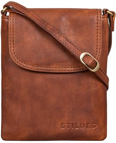 STILORD 'Ellis' Handytasche zum Umhängen Leder Brustbeutel Kleine Ledertasche Umhängetasche für Smartphone und Geldbörse Cross-Body Bag XS Vintage Leder, Farbe:brandy - cognac