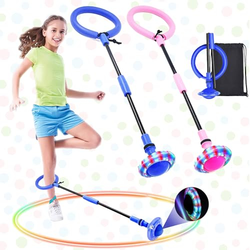 Swing Wheel mit Lichtrad,2Stück Kinder Blinkender Springring,Blinkt Schaukelball Sportspielzeug,Faltbarer Flash Jumping Ball Kinder,Springball für Kinder,Blinkender Sprungball,Skip Ball Kinder,Skip It