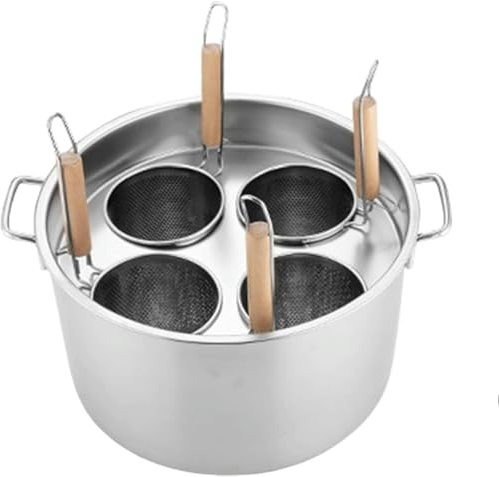 Kochtöpfe, Multipots, Nudeltopf aus Edelstahl mit Siebeinsatz, Suppentopf mit Dampfkorb und Nudeltopfeinsatz, Nudelkocher-Set mit Deckel, Kochgeschirr, 4 Löcher