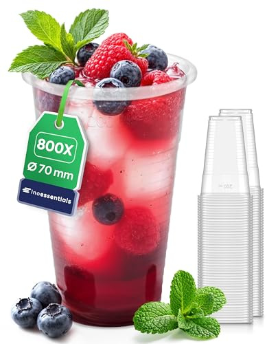 Inoverse Plastikbecher 0,2 l, 800 Stück, Trinkbecher, Partybecher | Transparent, Wasserbecher, Ausschankbecher, Kunststoffbecher, Plastik Becher für Partys, Feiern und Veranstaltungen