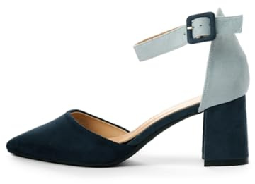 Rio Fiore Tacchi da donna, Scarpe con tacco a cinghie, Nero/Blu/Beige/Bianco/Verde/Rosso/Fucsia/Viola/Menta, Tessuto/Pelle sintetica, 7 cm Tacco a blocco, Scarpe con cinturino alla caviglia, A0142