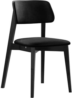 Mirjan24 Esszimmerstuhl Taskir C, B:47 x H:80 x T:49 cm, Stuhl aus Buchenholz für Esszimmer, 2 mal lackiert, Lack auf Wasserbasis, Gepolsterte Lehne und Sitzfläche (Schwarz/Magic Velvet 2219)
