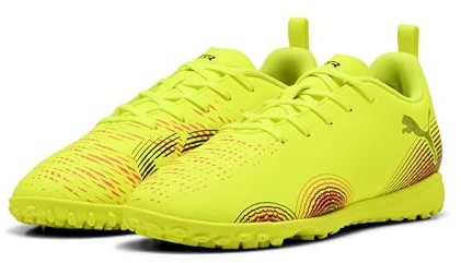 PUMA Future 8 Play TT JR Soccer Shoe, Yellow Alert Black-Sun Struck, 4.5 UK