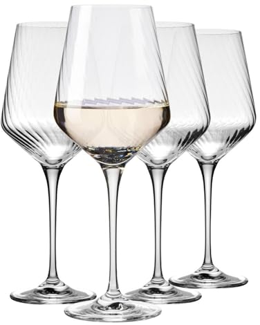 Krosno Verres à vin avec optique | Set de 4 verres | 4 x 450 ml | Collection LUMI avant-gardiste | Idéal pour la maison, le restaurant et la cuisine | Idée cadeau | Lavable en machine